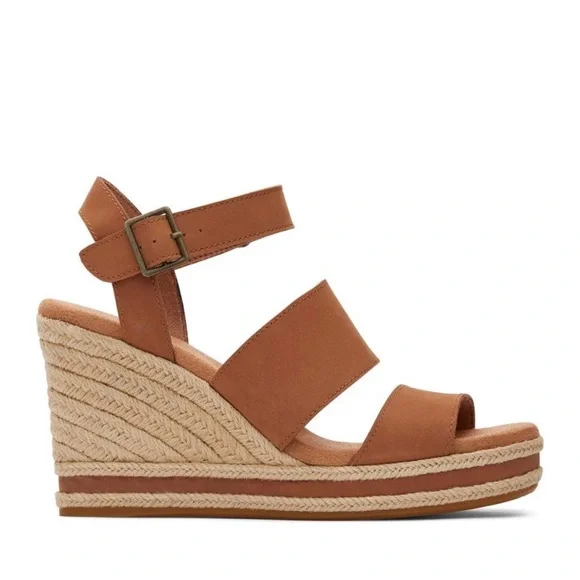 TOMS Madelyn Tan Leather Wedge Sandal - Picture 6 of 7